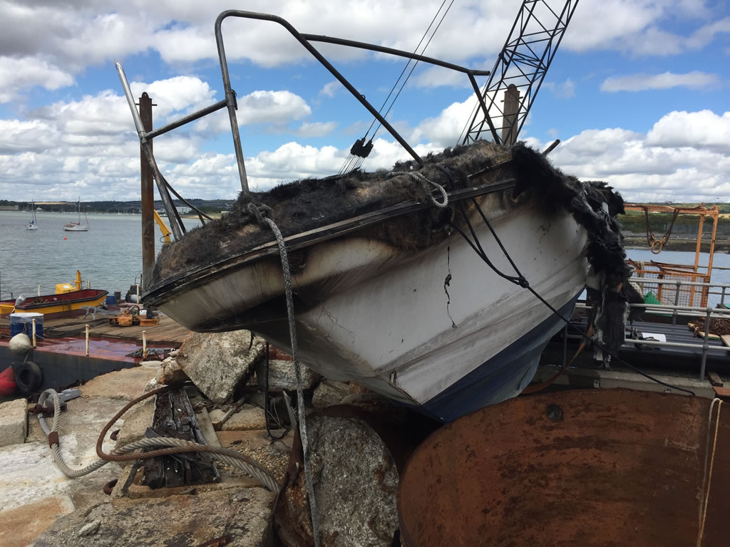 Boat Salvage - Burnt/Fire Damaged Boats collected and recycled