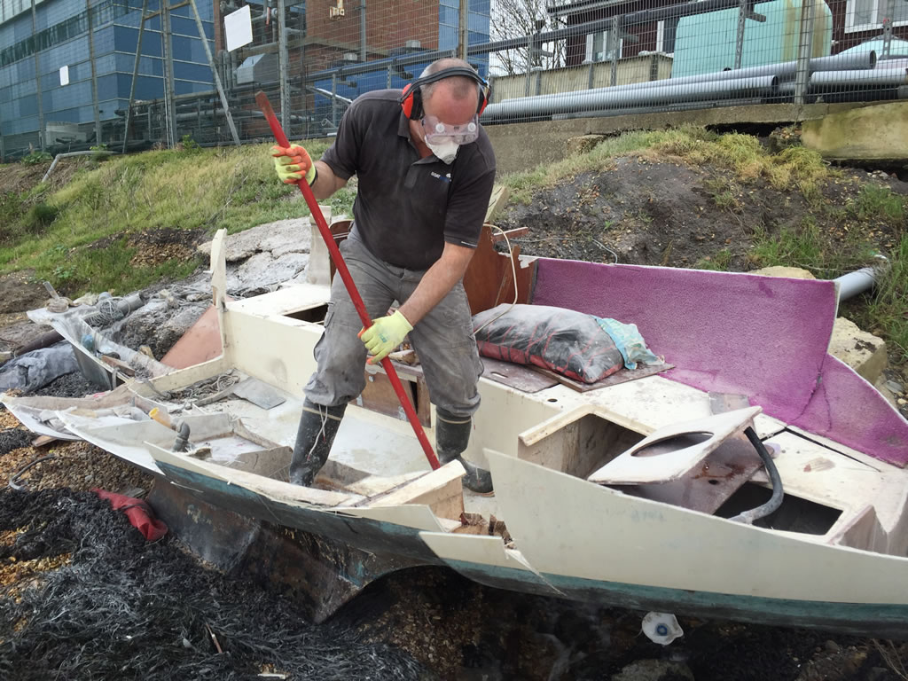 Boat Salvage - Yacht being scrapped